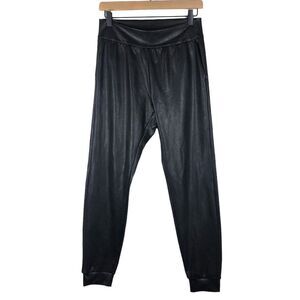 Commando Black Faux Leather Jogger Pants Stretchy Comfy Vegan Women’s Small
